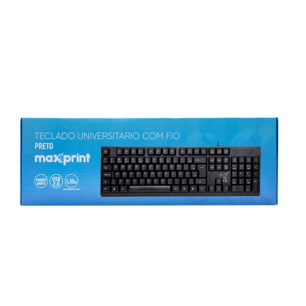 Teclado Maxprint padrão USB 2.0 Universitário preto