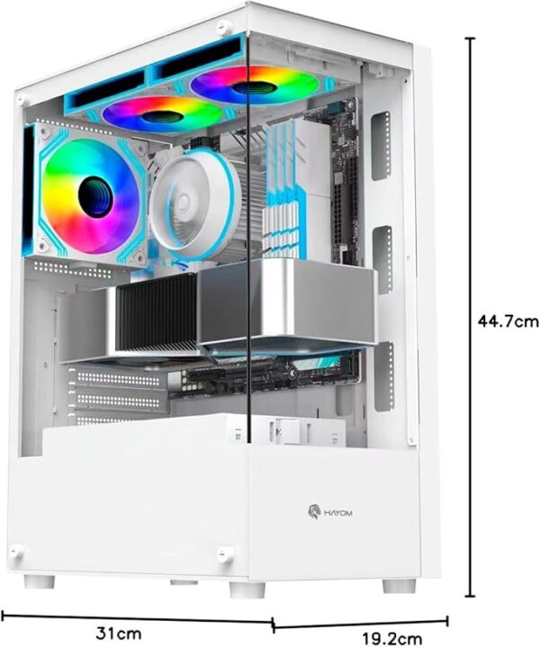 Gabinete Gamer Mid Tower RGB Branco ATX Vidro Hayom - Image 3
