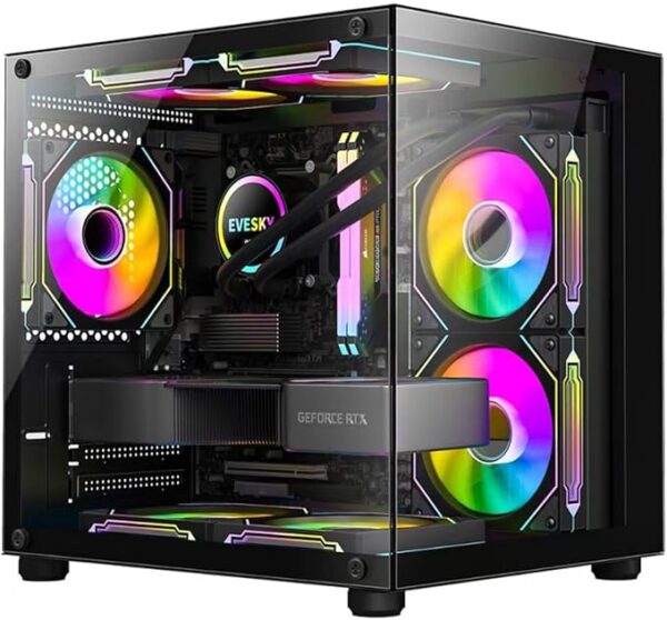 Gabinete Gamer Aquário em Vidro Com 4 Ventoinhas RGB