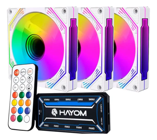 Kit 3 Coolers Rgb Hayom, 120mm, Controladora, Preto, Fc1308 - Image 5