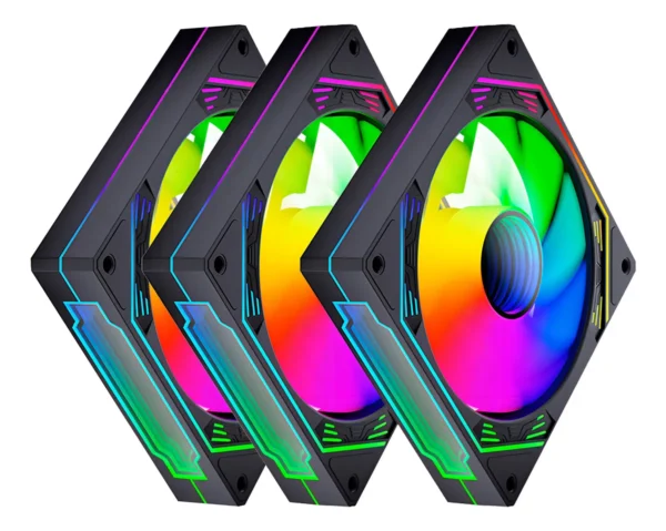 Kit 3 Coolers Rgb Hayom, 120mm, Controladora, Preto, Fc1308 - Image 4