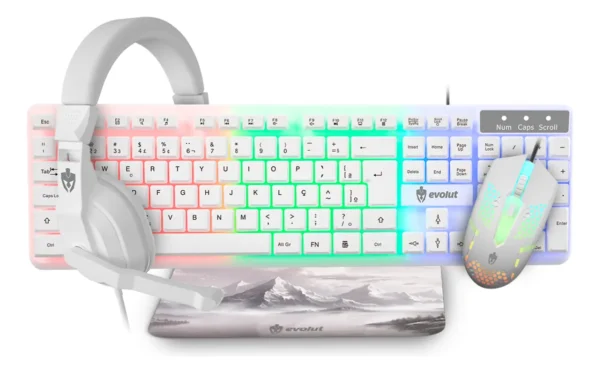 Kit Gamer Evolut Starter 4x1, Rainbow, Branco, Eg-55
